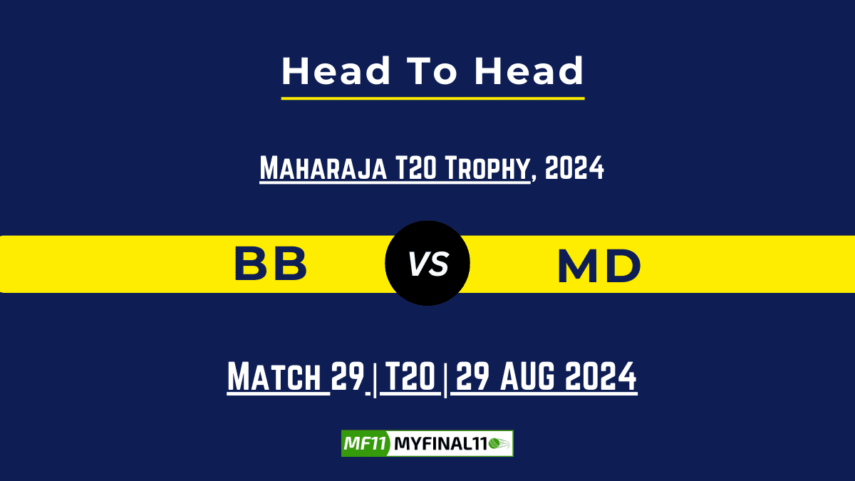 BB vs MD Player Battle, Head to Head Team Stats, Player Record for Shriram Capital KSCA Maharaja T20 Trophy