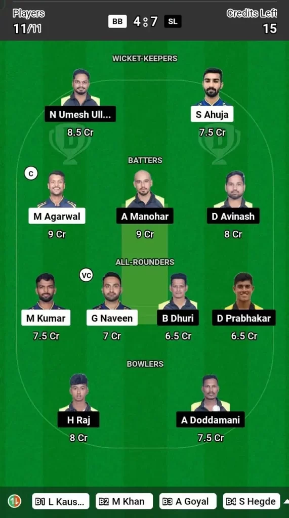 BB vs SL Dream11 Team Prediction Today Match