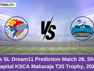 BB vs SL Dream11 Prediction Match 28, Shriram Capital KSCA Maharaja T20 Trophy, 2024