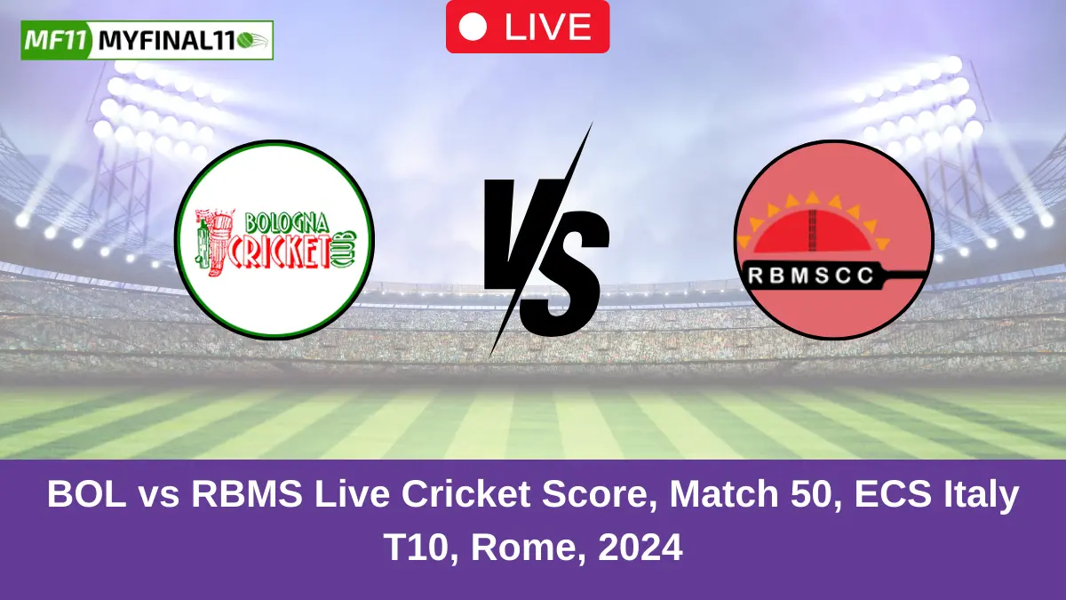 BOL vs RBMS Live Cricket Score, Match 50, ECS Italy T10, Rome, 2024