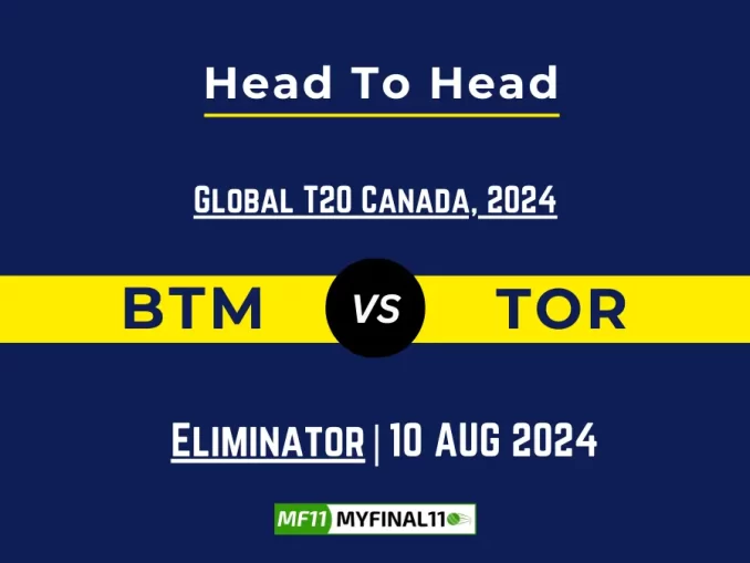 BTM vs TOR Player Battle, Head to Head Team Stats, Player Record