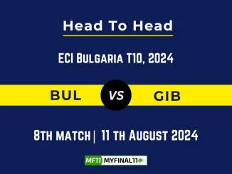 BUL vs GIB Player Battle, Head to Head Team Stats, Player Record - ECI T10 Bulgaria, 2024