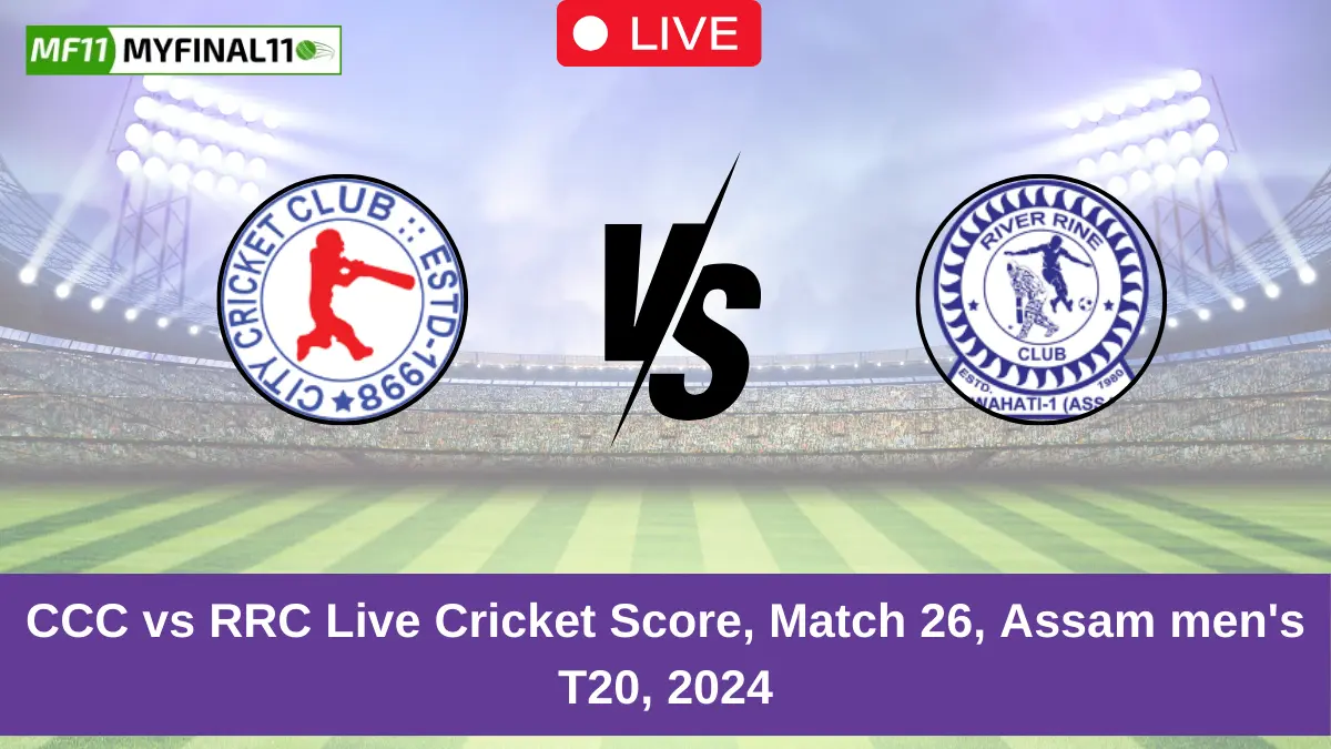 CCC vs RRC Live Cricket Score, Match 26, Assam mens T20, 2024