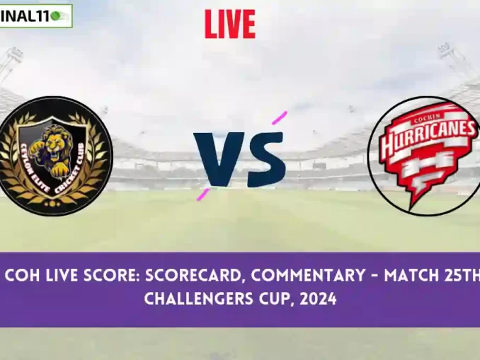 CEC-B vs COH Live Score: Scorecard, Ball by Ball Commentary - Match 25, KCC T10 Challengers Cup, 2024