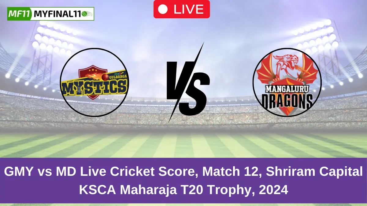 GMY vs MD Live Cricket Score, Match 12, Shriram Capital KSCA Maharaja T20 Trophy, 2024