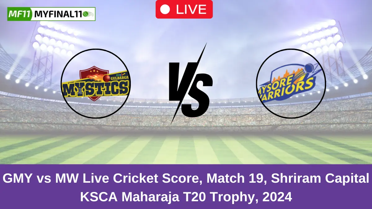 GMY vs MW Live Cricket Score, Match 19, Shriram Capital KSCA Maharaja T20 Trophy, 2024