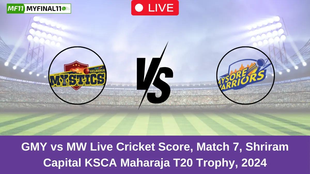 GMY vs MW Live Cricket Score, Match 7, Shriram Capital KSCA Maharaja T20 Trophy, 2024