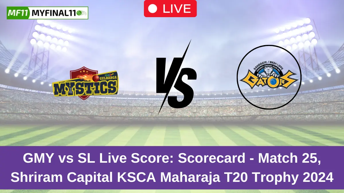 GMY vs SL Live Score Ball by Ball Commentary- Match 25, Shriram Capital KSCA Maharaja T20 Trophy 2024