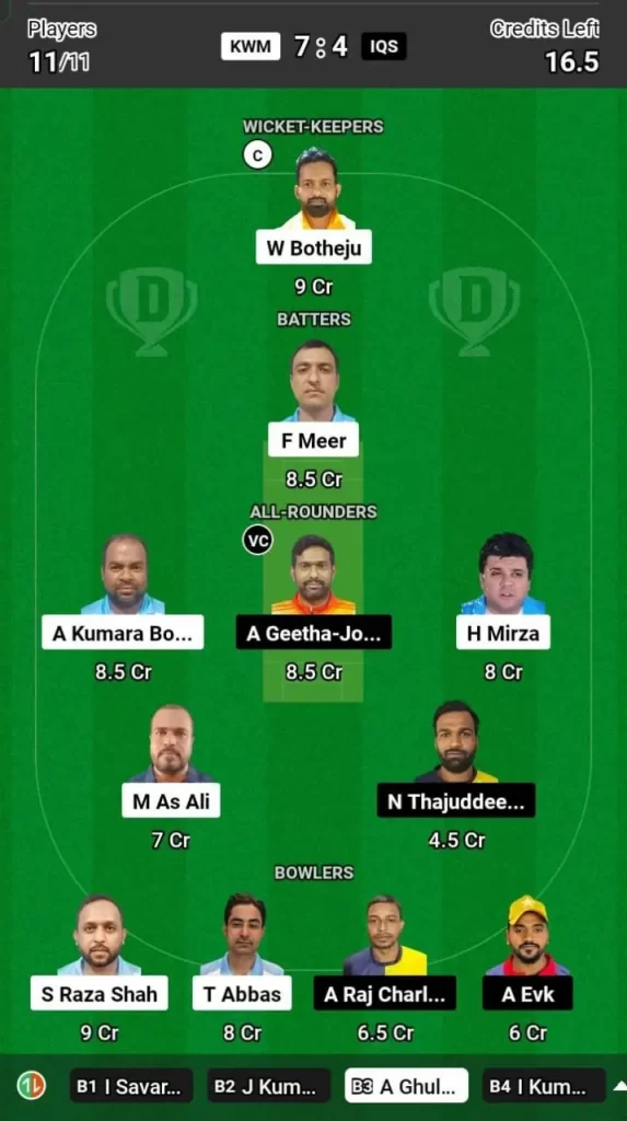 KUM vs IQS Dream11 Team Prediction Today Match