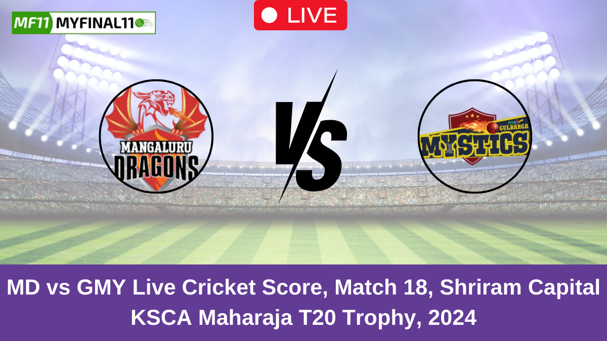 MD vs GMY Live Cricket Score, Match 18, Shriram Capital KSCA Maharaja T20 Trophy, 2024