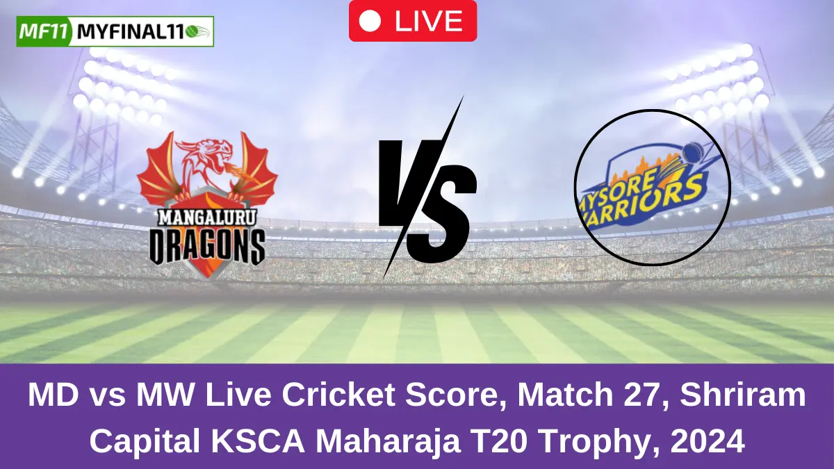 MD vs MW Live Cricket Score, Match 27, Shriram Capital KSCA Maharaja T20 Trophy, 2024