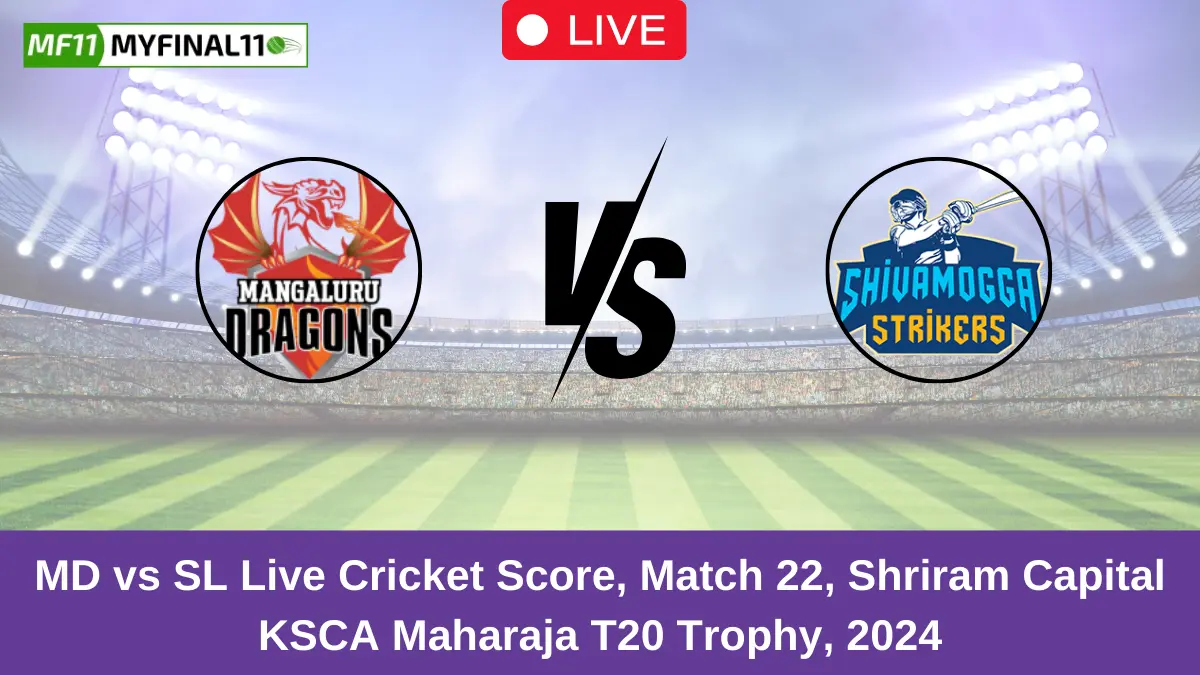 MD vs SL Live Cricket Score, Match 22, Shriram Capital KSCA Maharaja T20 Trophy, 2024