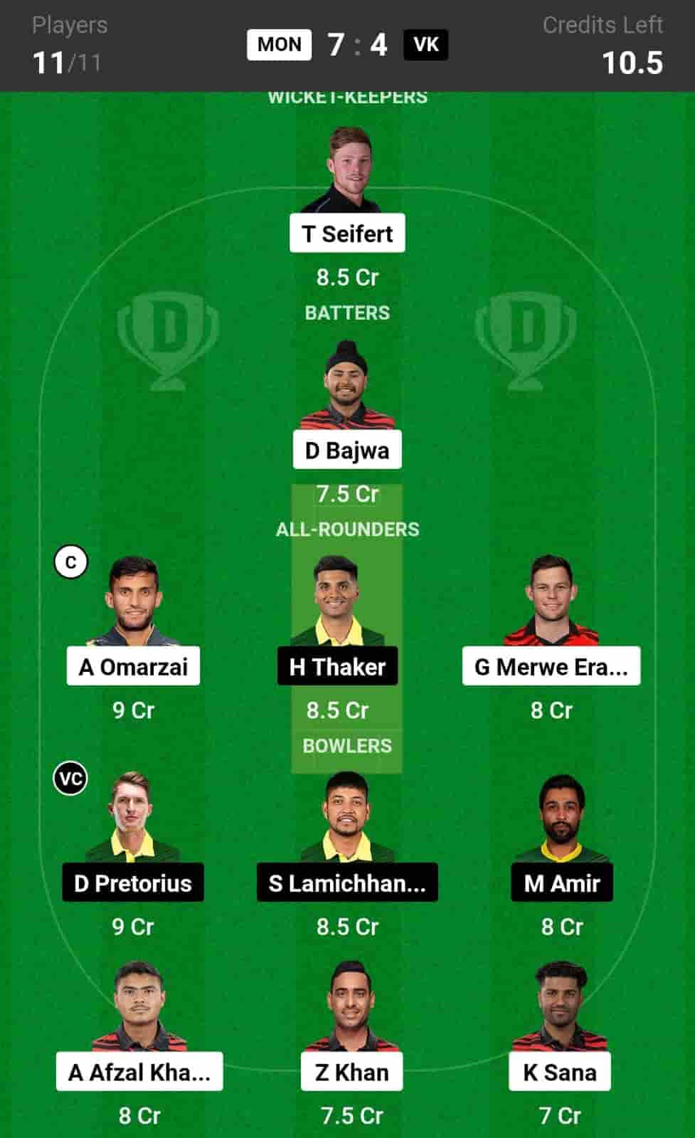 MON vs VK Dream11 Prediction