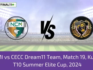 NCMI vs CECC Dream11 Team, Match 19, Kuwait T10 Summer Elite Cup, 2024