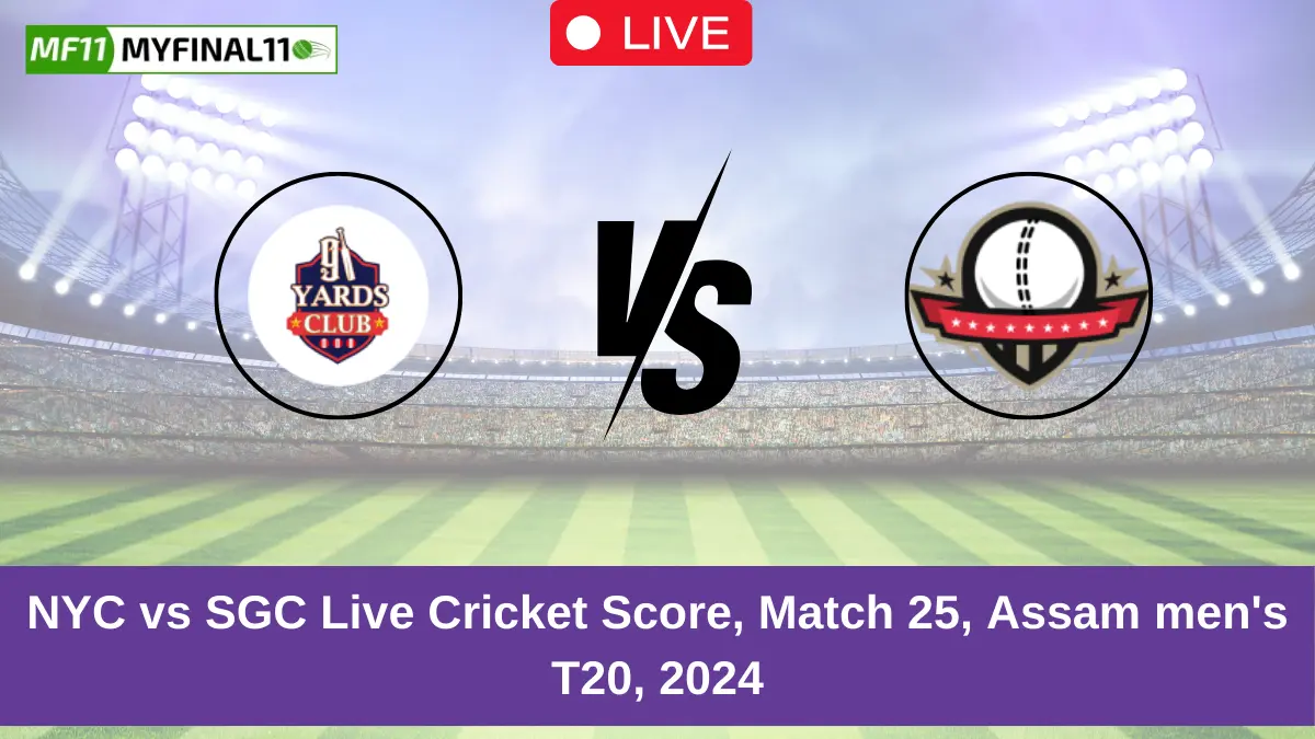 NYC vs SGC Live Cricket Score, Match 25, Assam mens T20, 2024