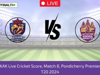 OAW vs KAK Live Cricket Score, Match 8, Pondicherry Premier League, T20 2024