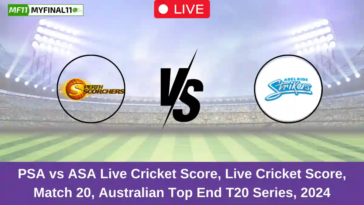 PSA vs ASA Live Cricket Score, Live Cricket Score, Match 20, Australian Top End T20 Series, 2024