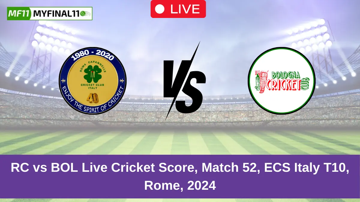 RC vs BOL Live Cricket Score, Match 52, ECS Italy T10, Rome, 2024