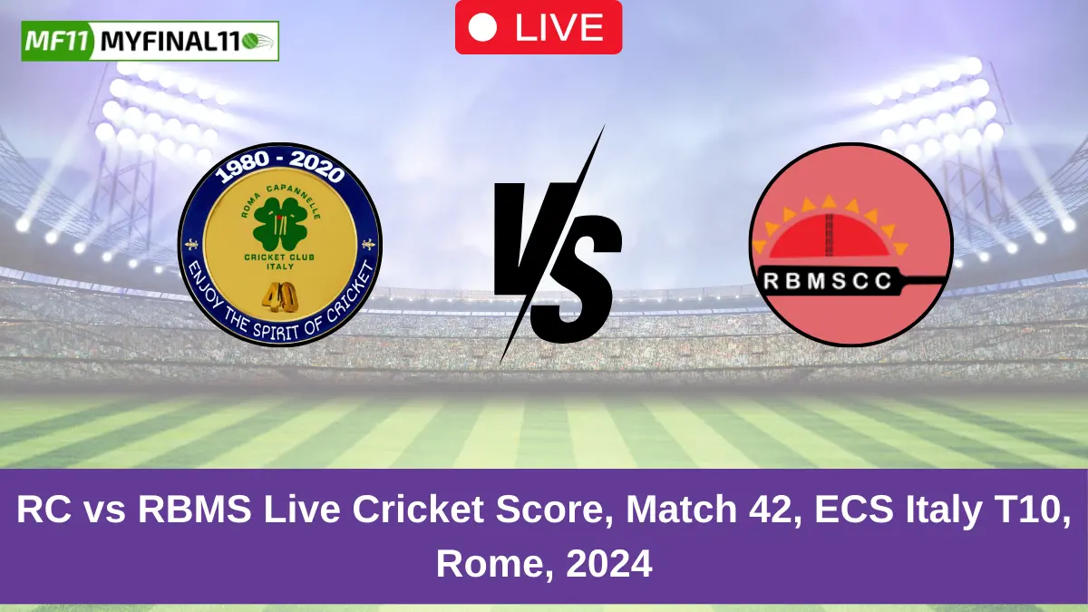 RC vs RBMS Live Cricket Score, Match 42, ECS Italy T10, Rome, 2024