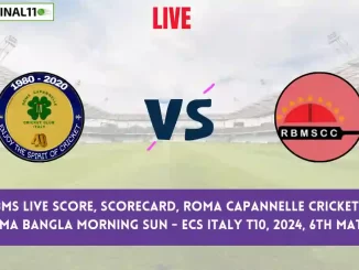 RC vs RBMS Live Score: Scorecard, Ball by Ball Commentary - Match 6, ECS Italy T10, 2024