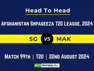 SG vs MIK Player Battle, Head to Head Team Stats, Team Record - Afghanistan Shpageeza Cricket League, 2024