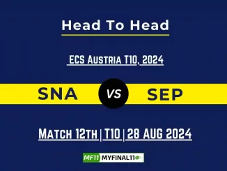 SNA vs SEP Player Battle, Head to Head Team Stats, Player Record