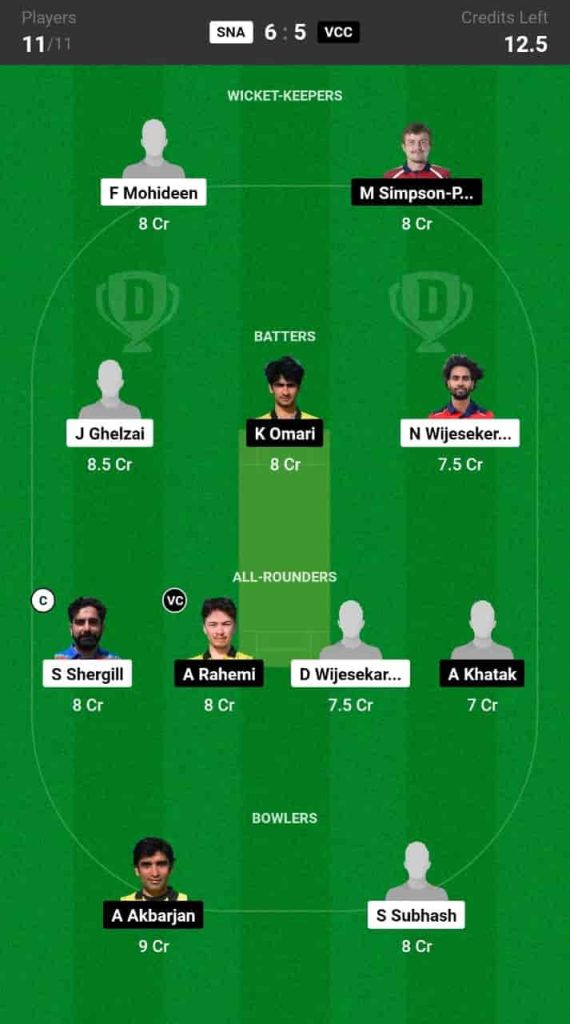 SNA vs VCC Dream11 Prediction Match 3 ECS T10 Austria 2024 