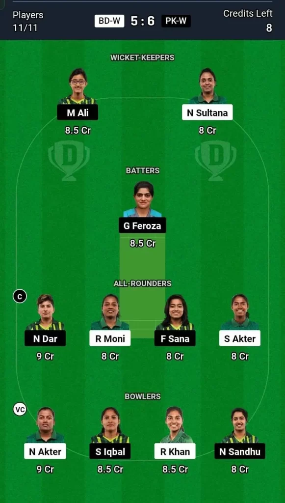 BD-W vs PK-W Dream11 Team Prediction Today Match