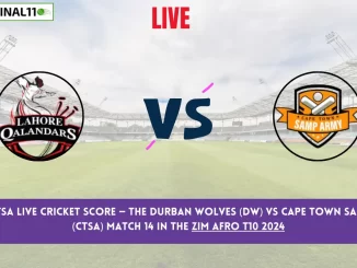 DW vs CTSA Live Cricket Score — The Durban Wolves (DW) vs Cape Town Samp Army (CTSA) Match 14 in the Zim Afro T10 2024