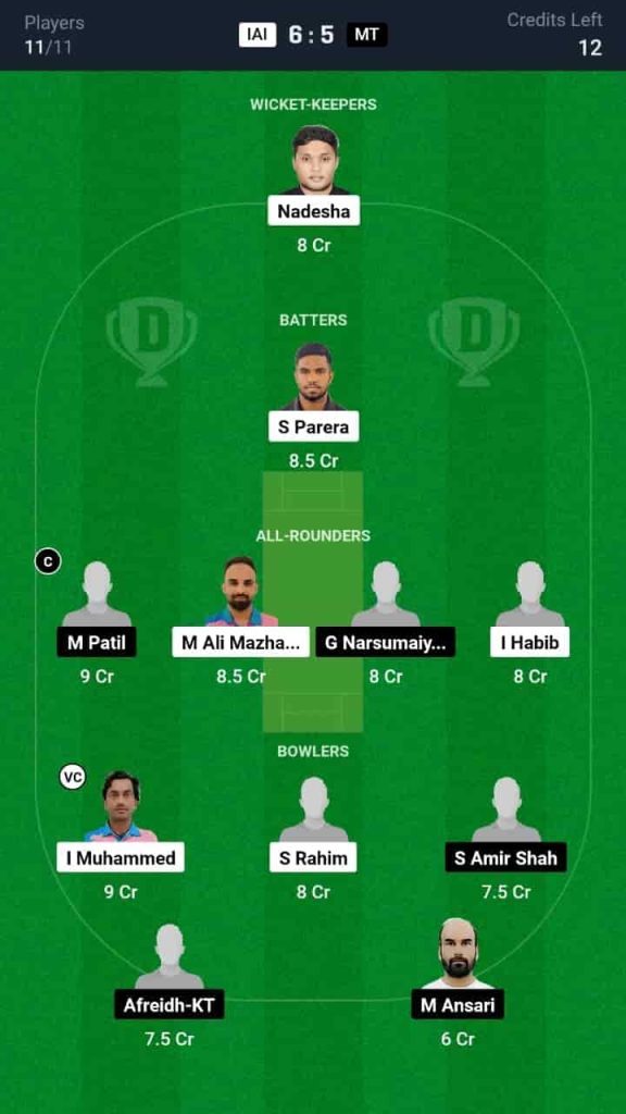 IAI vs MT Dream11 Prediction Today Match 33 | Oman D10 League 2024