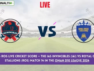 IAI vs ROS Live Cricket Score — The IAS Invincibles (IAI) vs Royal Oman Stallions (ROS) Match 14 in the Oman D10 League 2024