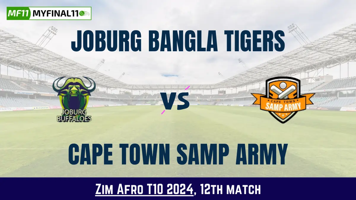 Get the best JBT vs CTSA Dream11 Prediction fantasy team with JBT vs CTSA Key player stats and pitch report for today's Zim Afro T10 2024.