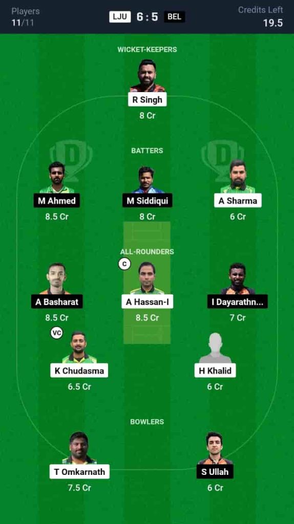 LJU vs BEL Dream11 Prediction Today: Match 48 | ECS T10 Croatia 2024