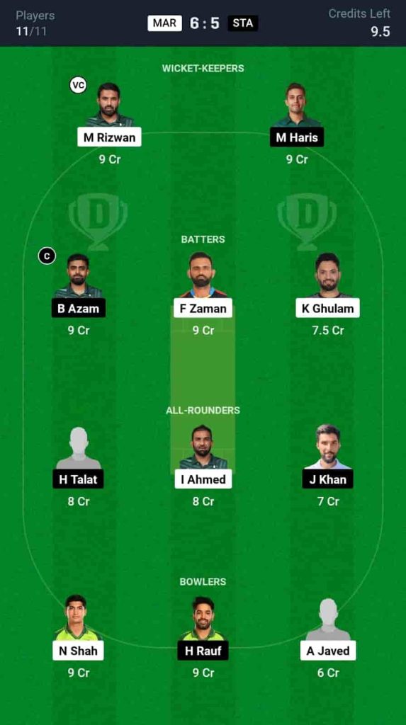 MAR vs STA Dream11 Prediction Today: Match 4 | Pakistan One Day Cup 2024