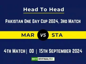 MAR vs STA Player Battle, Head to Head Team Stats, Team Record - Pakistan One Day Cup, 2024