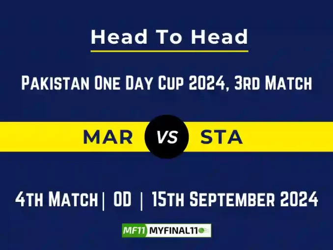 MAR vs STA Player Battle, Head to Head Team Stats, Team Record - Pakistan One Day Cup, 2024