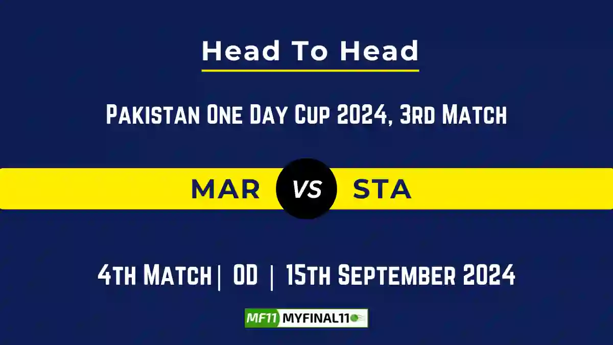 MAR vs STA Player Battle, Head to Head Team Stats, Team Record - Pakistan One Day Cup, 2024