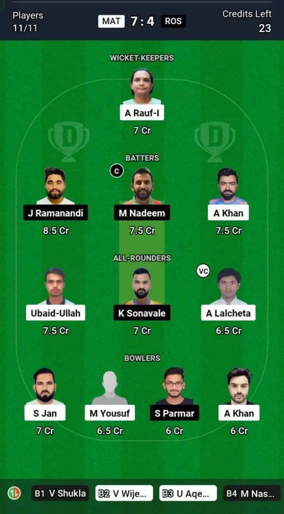 MAT vs ROS Dream11 Team Prediction Today Match