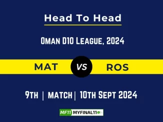 MAT vs ROS Player Battle, Head to Head Team Stats, Player Record: Oman D10 League- Match 9