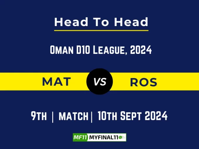 MAT vs ROS Player Battle, Head to Head Team Stats, Player Record: Oman D10 League- Match 9