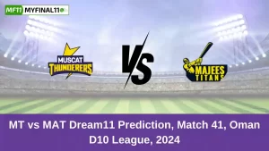 MT vs MAT Dream11 Prediction Today: Match 41 Pitch Report, and Key Player | Oman D10 League 2024