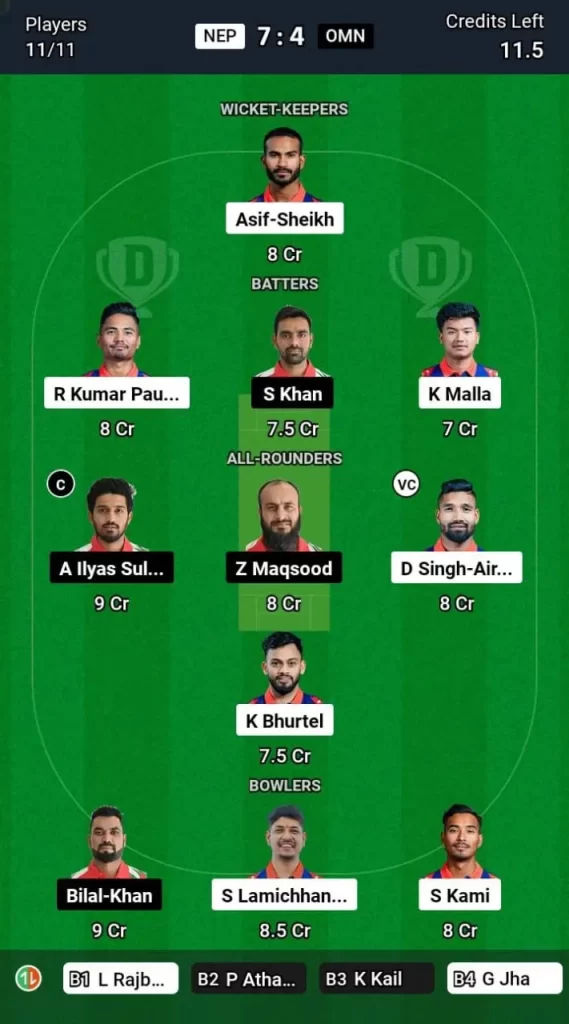 NEP vs OMA Dream11 Team Prediction Today Match