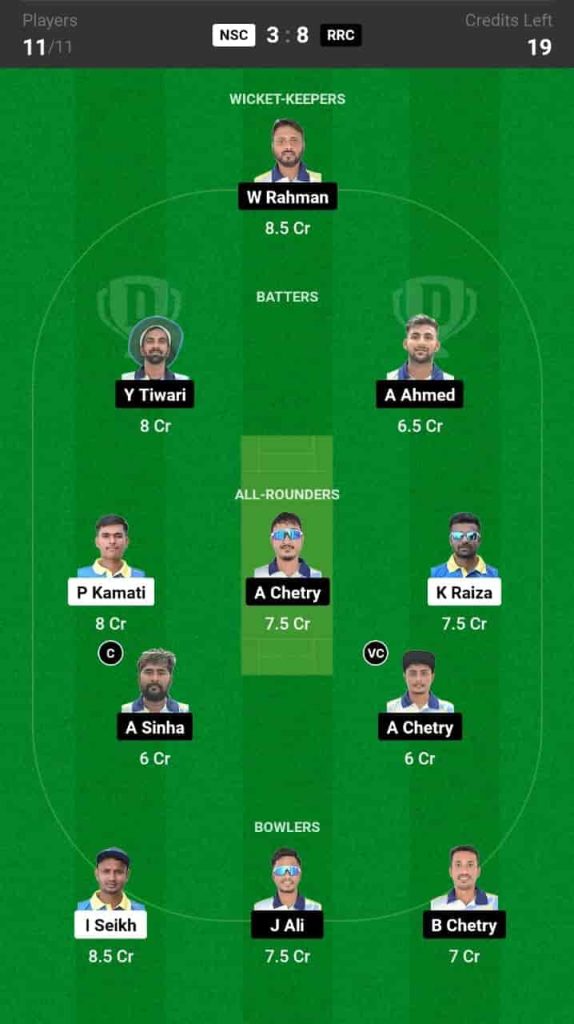 NSC vs RRC Dream11 Prediction Match 9 Assam T20 Pride Cup 2024