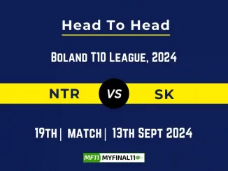 NTR vs SK Player Battle, Head to Head Team Stats, Player Record: South Africa Boland T10 League - Match 17