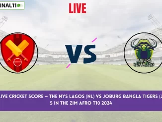 NYSL vs JBT Live Cricket Score — The Nys Lagos (NYSL) vs Joburg Bangla Tigers (JBT) Match 5 in the Zim Afro T10 2024 is set for September 22, 2024, 8:45 PM IST, at Harare Sports Club.