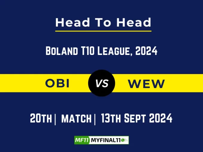 OBI vs WEW Player Battle, Head to Head Team Stats, Player Record: South Africa Boland T10 League - Match 20