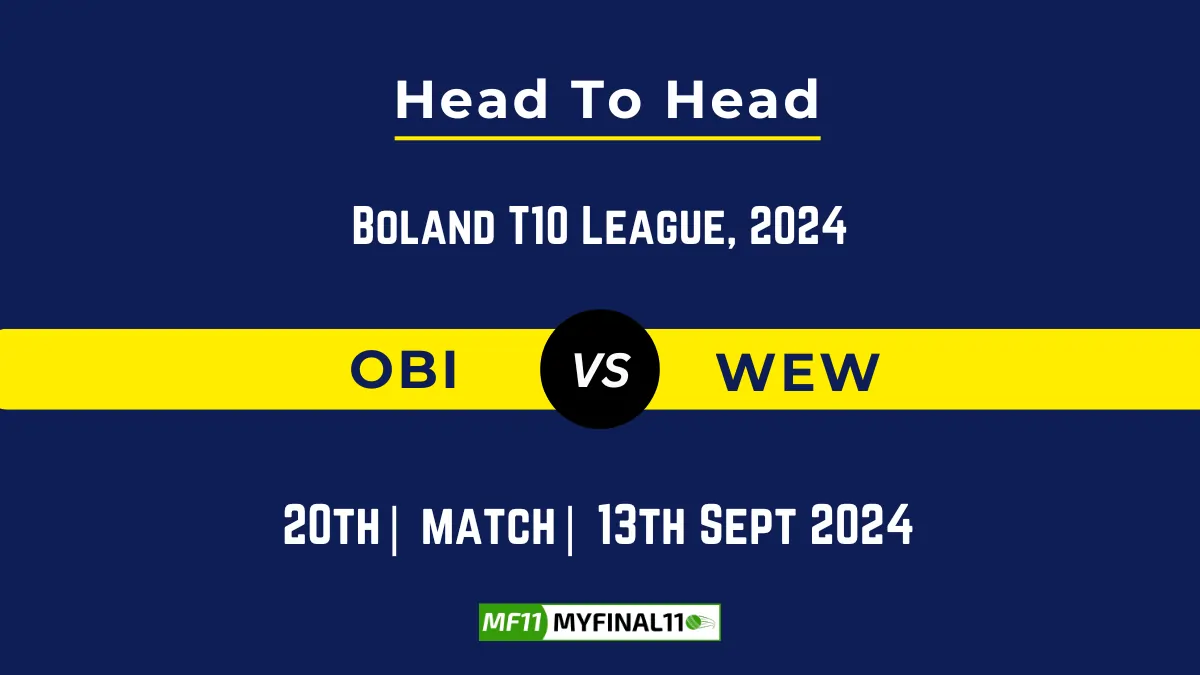 OBI vs WEW Player Battle, Head to Head Team Stats, Player Record: South Africa Boland T10 League - Match 20