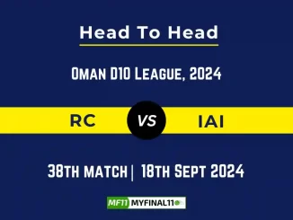 RC vs IAI Player Battle, Head to Head Team Stats, Player Record: Oman D10 League- Match 38