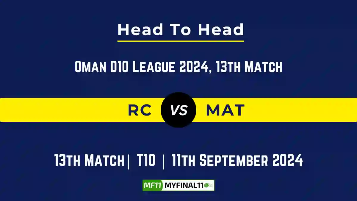 RC vs MAT Player Battle, Head to Head Team Stats, Team Record - Oman D10 League 2024