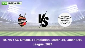 RC vs YSG Dream11 Prediction Today: Match 44 Pitch Report, and Key Player | Oman D10 League 2024